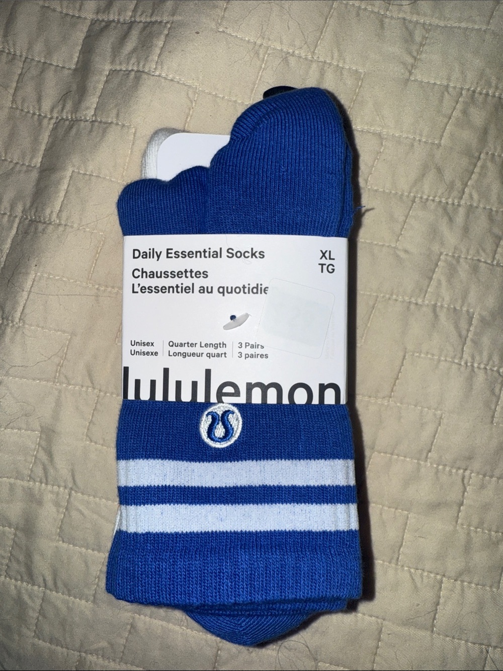 lululemon athletica Blue & White Quarter-Length Athletic Socks